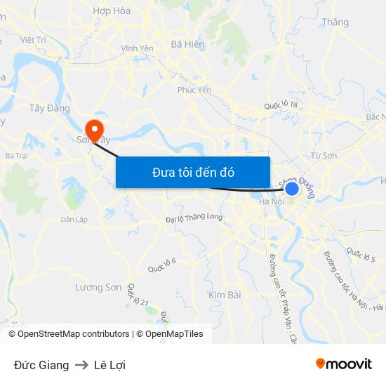 Đức Giang to Lê Lợi map