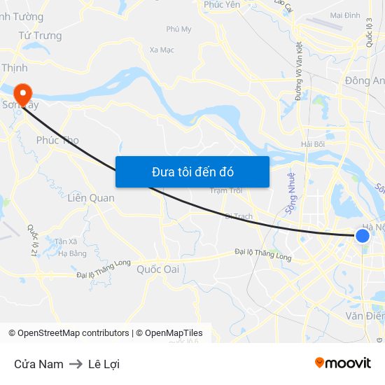 Cửa Nam to Lê Lợi map