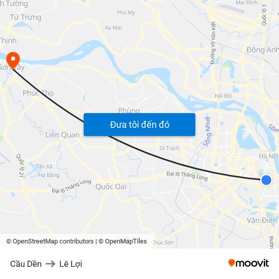 Cầu Dền to Lê Lợi map