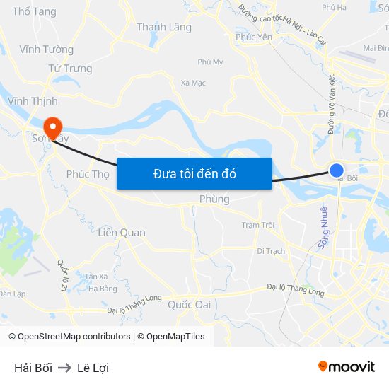 Hải Bối to Lê Lợi map