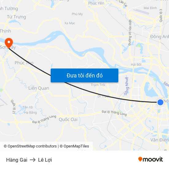 Hàng Gai to Lê Lợi map