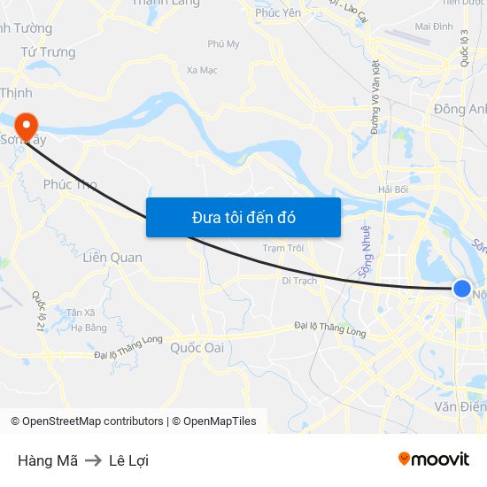 Hàng Mã to Lê Lợi map