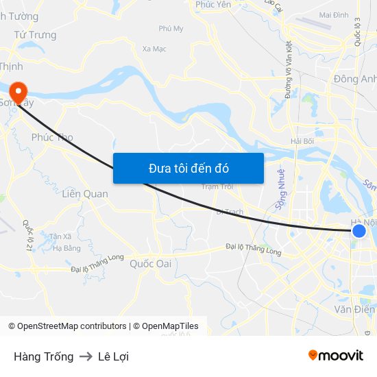 Hàng Trống to Lê Lợi map