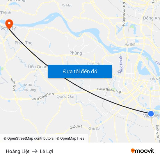 Hoàng Liệt to Lê Lợi map