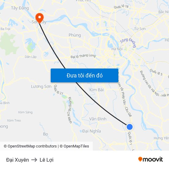 Đại Xuyên to Lê Lợi map