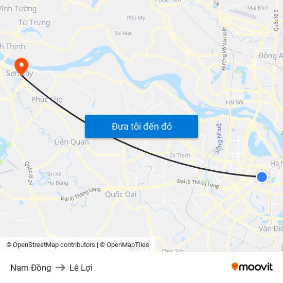 Nam Đồng to Lê Lợi map