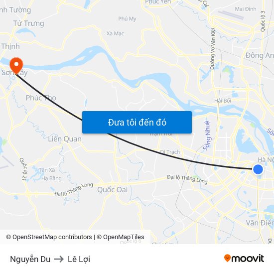 Nguyễn Du to Lê Lợi map