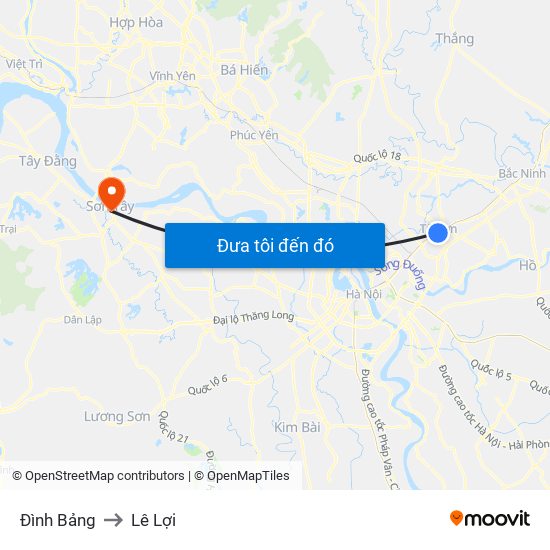 Đình Bảng to Lê Lợi map