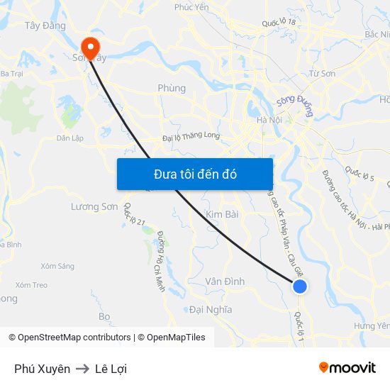 Phú Xuyên to Lê Lợi map