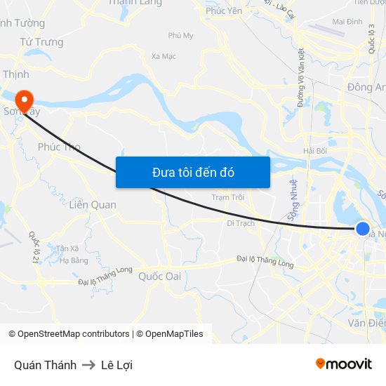 Quán Thánh to Lê Lợi map