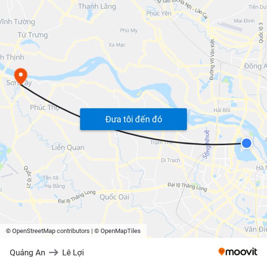 Quảng An to Lê Lợi map