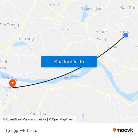 Tự Lập to Lê Lợi map