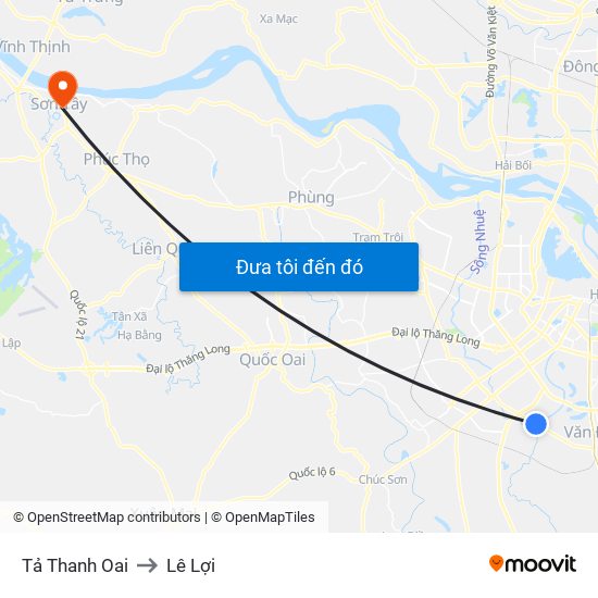 Tả Thanh Oai to Lê Lợi map