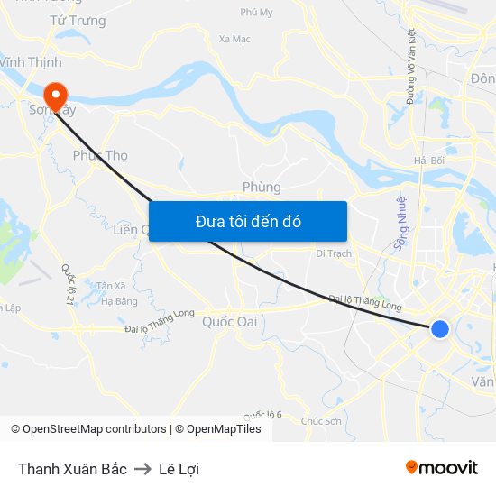 Thanh Xuân Bắc to Lê Lợi map