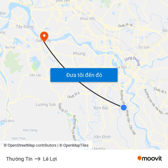 Thường Tín to Lê Lợi map