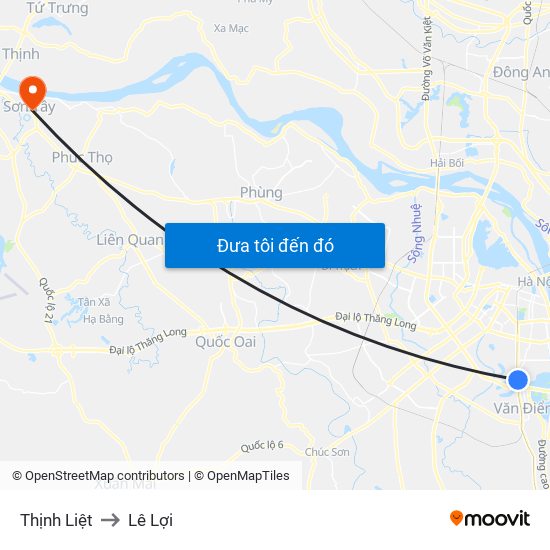 Thịnh Liệt to Lê Lợi map