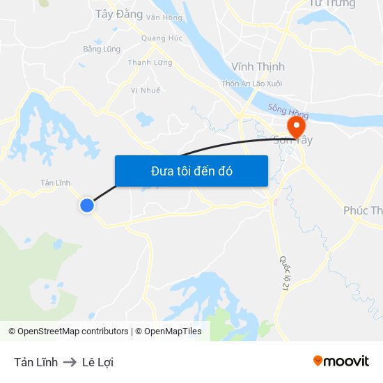 Tản Lĩnh to Lê Lợi map