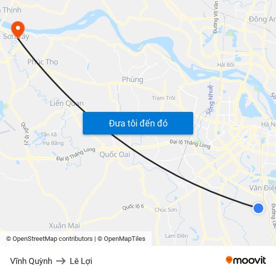 Vĩnh Quỳnh to Lê Lợi map