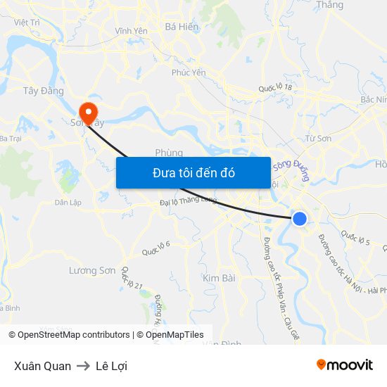 Xuân Quan to Lê Lợi map