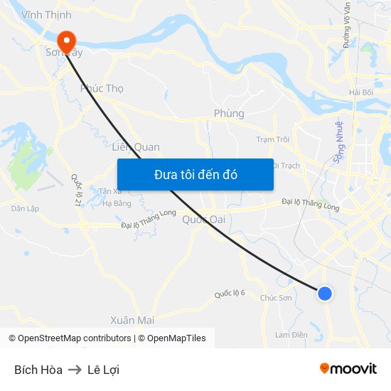 Bích Hòa to Lê Lợi map