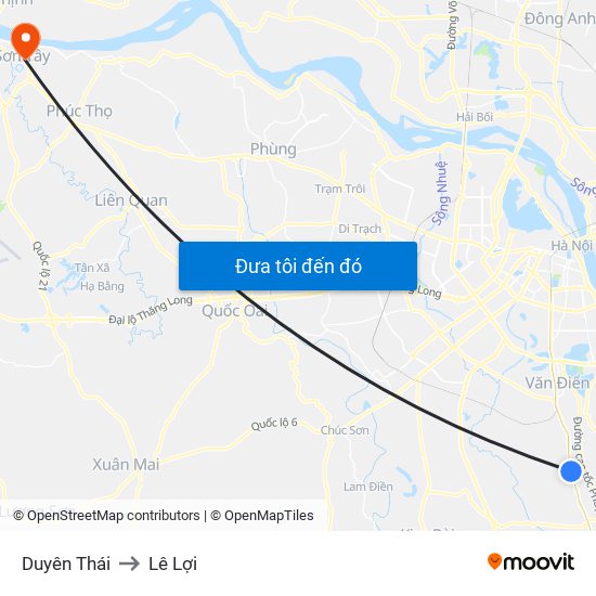 Duyên Thái to Lê Lợi map
