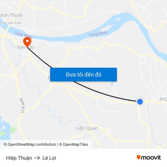 Hiệp Thuận to Lê Lợi map