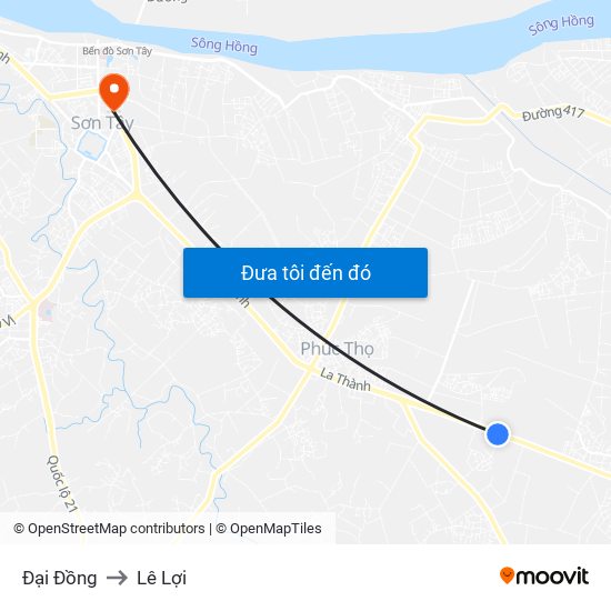 Đại Đồng to Lê Lợi map