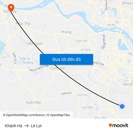 Khánh Hà to Lê Lợi map