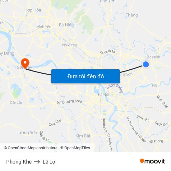 Phong Khê to Lê Lợi map