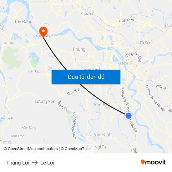 Thắng Lợi to Lê Lợi map