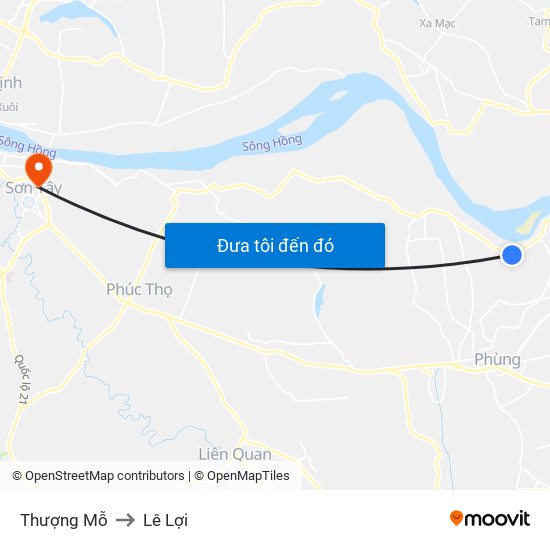 Thượng Mỗ to Lê Lợi map
