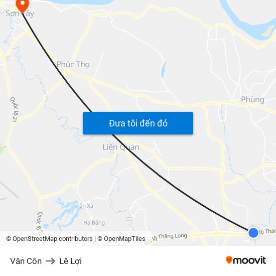 Vân Côn to Lê Lợi map
