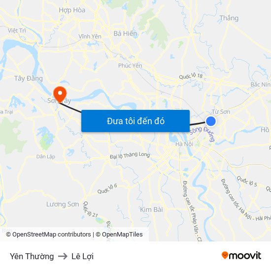 Yên Thường to Lê Lợi map