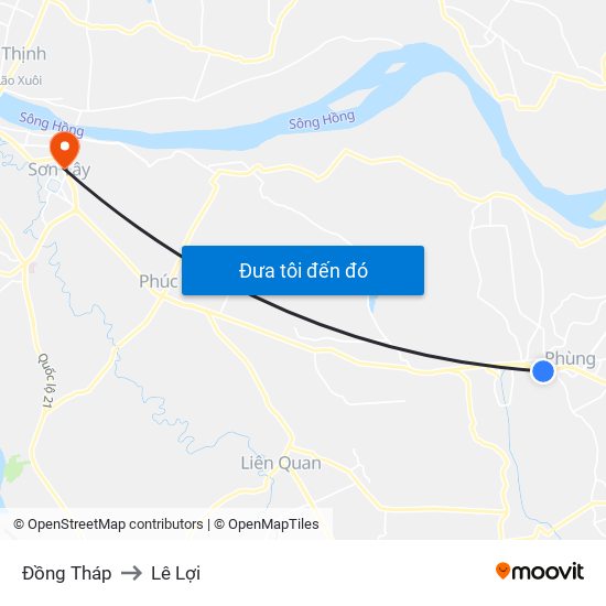 Đồng Tháp to Lê Lợi map