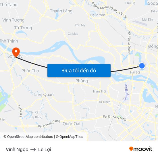 Vĩnh Ngọc to Lê Lợi map