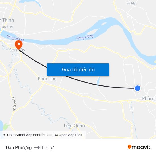 Đan Phượng to Lê Lợi map