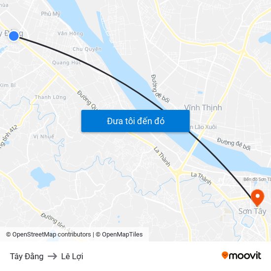 Tây Đằng to Lê Lợi map