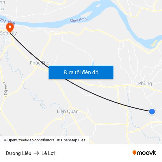 Dương Liễu to Lê Lợi map