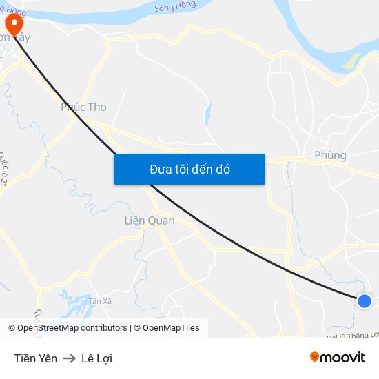 Tiền Yên to Lê Lợi map