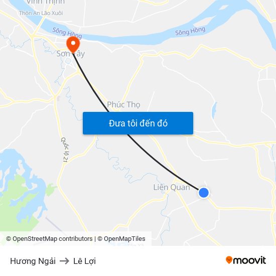 Hương Ngải to Lê Lợi map