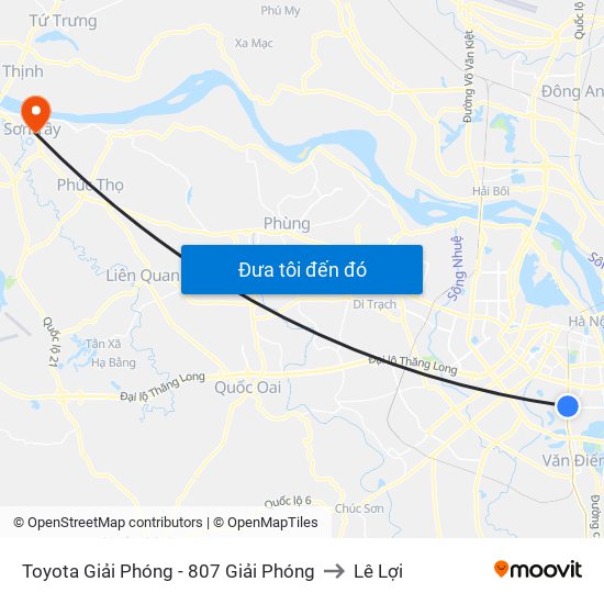 Toyota Giải Phóng - 807 Giải Phóng to Lê Lợi map