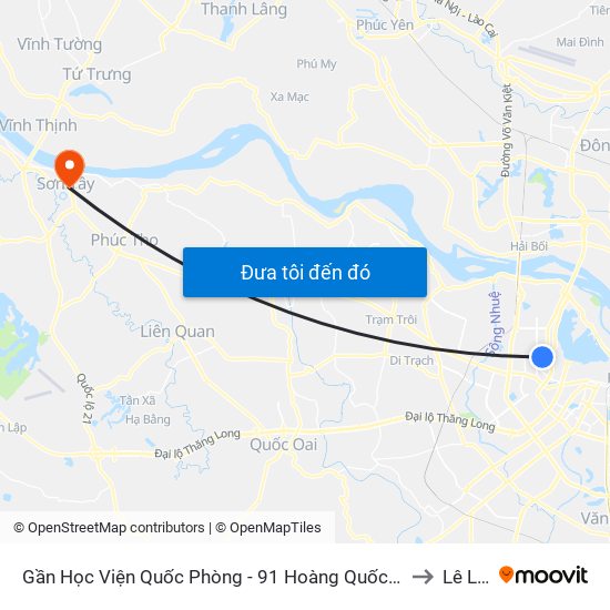 Gần Học Viện Quốc Phòng - 91 Hoàng Quốc Việt to Lê Lợi map