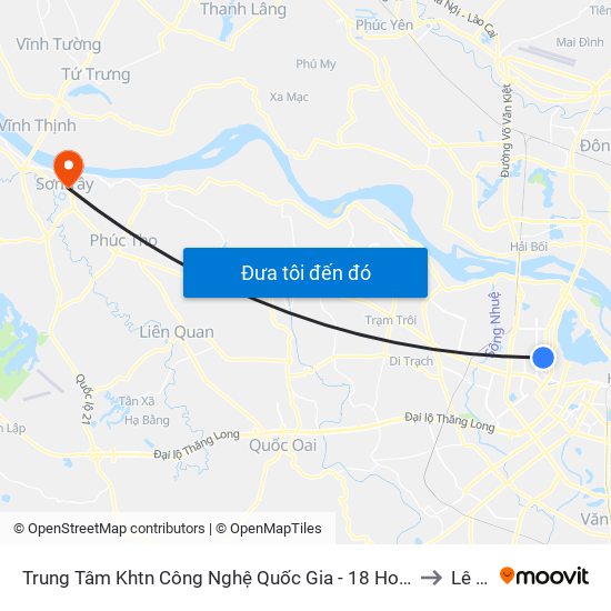 Trung Tâm Khtn Công Nghệ Quốc Gia - 18 Hoàng Quốc Việt to Lê Lợi map
