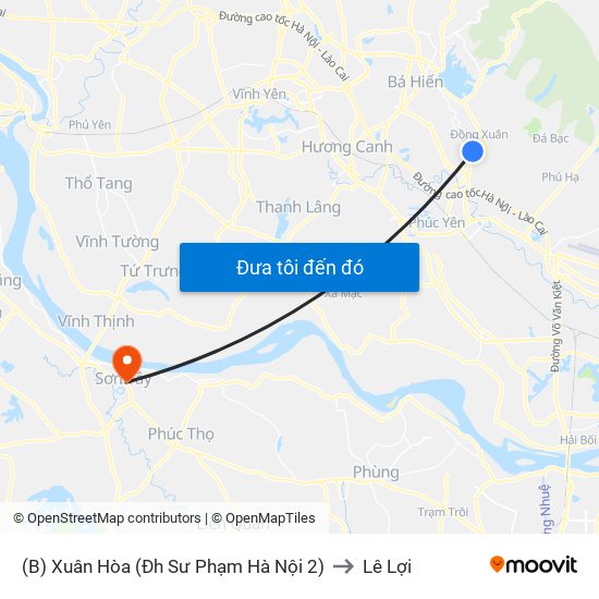 (B) Xuân Hòa (Đh Sư Phạm Hà Nội 2) to Lê Lợi map