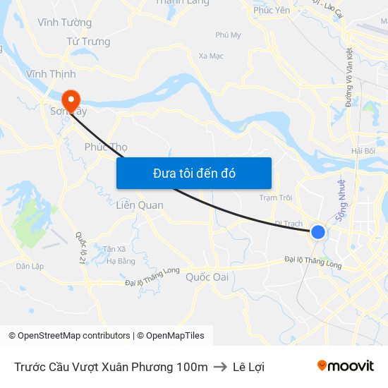 Trước Cầu Vượt Xuân Phương 100m to Lê Lợi map