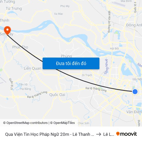 Qua Viện Tin Học Pháp Ngữ 20m - Lê Thanh Nghị to Lê Lợi map