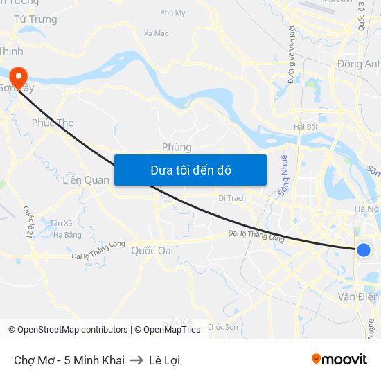 Chợ Mơ - 5 Minh Khai to Lê Lợi map