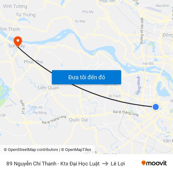 89 Nguyễn Chí Thanh - Ktx Đại Học Luật to Lê Lợi map