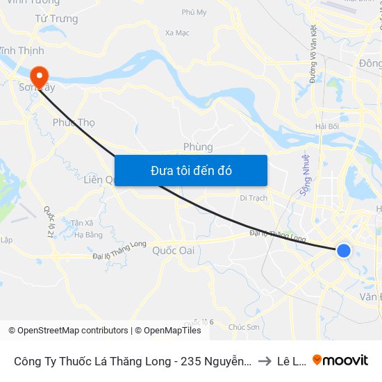 Công Ty Thuốc Lá Thăng Long - 235 Nguyễn Trãi to Lê Lợi map