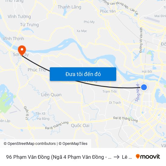 96 Phạm Văn Đồng (Ngã 4 Phạm Văn Đồng - Xuân Đỉnh) to Lê Lợi map